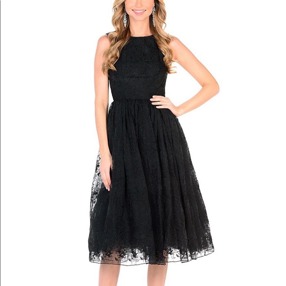 Black lace flower dress